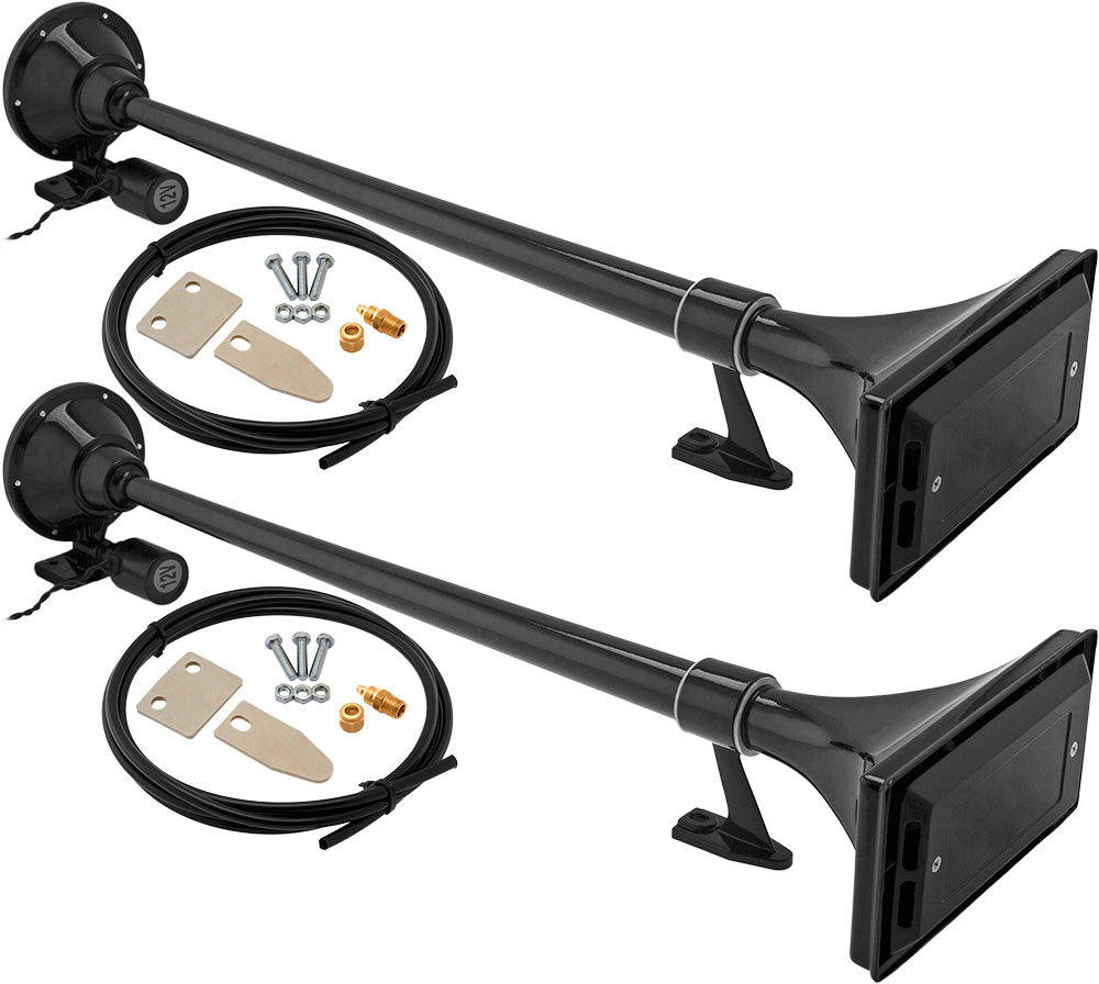 VIXEN HORNS VXH1167BX2 SEMI TRUCK SINGLE AIR HORN BLACK (DUAL PACK