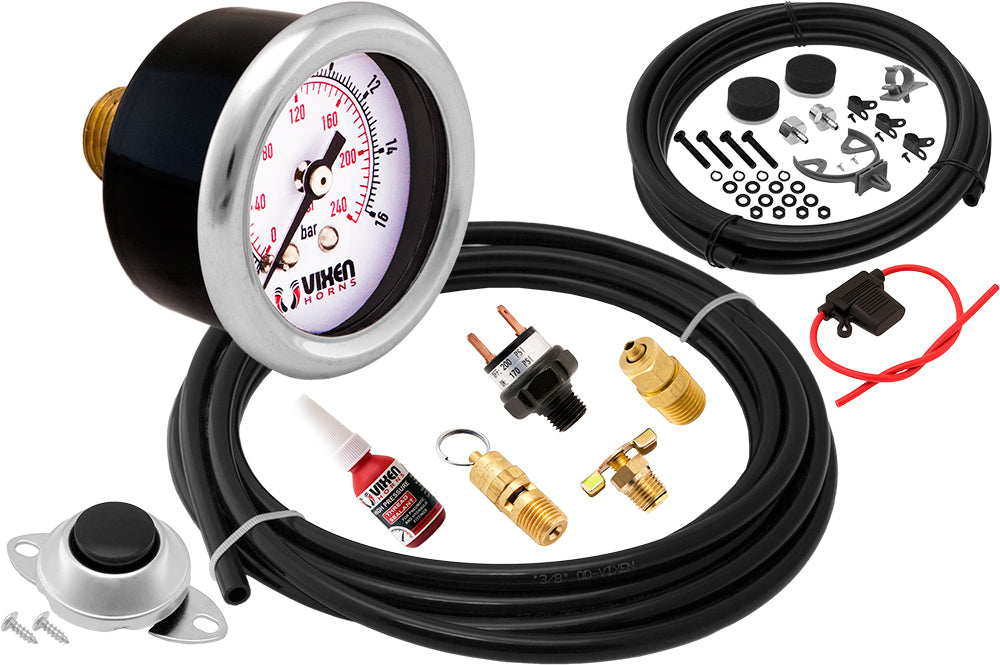 VIXEN HORNS VXO4830AB/1264B SINGLE TRUMPET TRAIN AIR HORN BLACK WITH 3 GALLON ALUMINUM TANK AND 200 PSI COMPRESSOR image 9