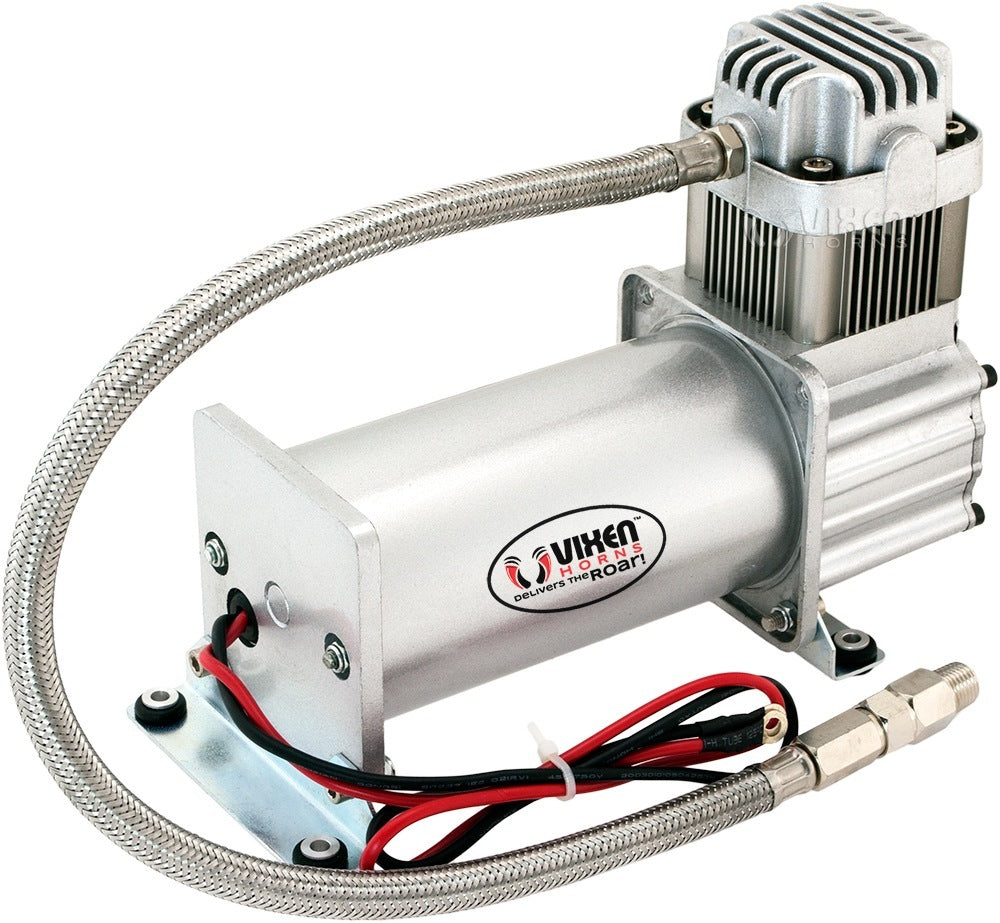 VIXEN HORNS VXO8115/3311B TRIPLE TRUMPET TRAIN AIR HORN BLACK WITH 1.5 GALLON TANK AND 150 PSI COMPRESSOR image 5