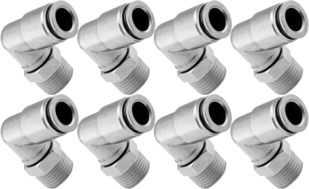 VIXEN AIR VXA2323-8 3/8" NPT MALE TO PUSH TO CONNECT (PTC) FOR 3/8" OD HOSE SWIVEL ELBOW (8 PACK) image 0