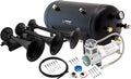 VIXEN HORNS VXO8350/3418B TRIPLE TRUMPET TRAIN AIR HORN BLACK WITH 5 GALLON TANK AND 200 PSI COMPRESSOR image 0