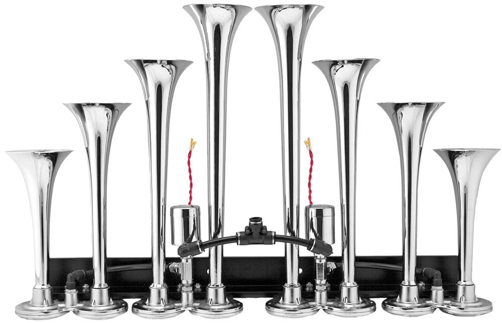 VIXEN HORNS OCTOPOD™ VXO8350/8124XC OCTO TRUMPET TRAIN AIR HORN CHROME PLATED WITH 5 GALLON TANK AND 200 PSI COMPRESSOR image 4