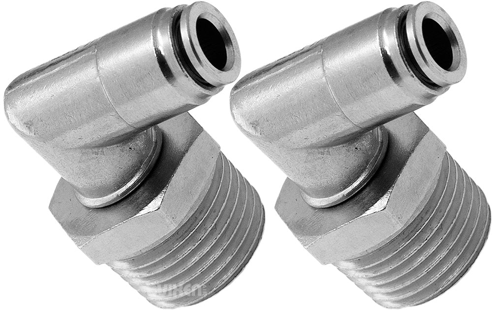 VIXEN AIR VXA2124-2 1/2" NPT MALE TO PUSH TO CONNECT (PTC) FOR 1/4" OD HOSE SWIVEL ELBOW (2 PACK) image 0