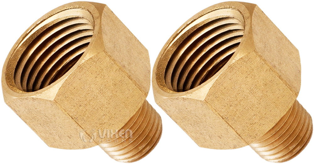 VIXEN HORNS VXA1412-2 1/4" NPT MALE TO 1/2" NPT FEMALE BRASS THREAD EXPANDER FITTING (2 PACK) image 0