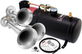 VIXEN HORNS VXO8210/3114 TRIPLE TRUMPET TRAIN AIR HORN CHROME PLATED WITH 1 GALLON TANK AND 150 PSI COMPRESSOR image 0