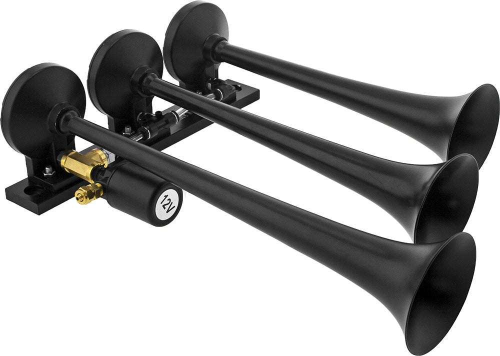 VIXEN HORNS VXH3118B TRIPLE TRUMPET TRAIN AIR HORN BLACK image 1