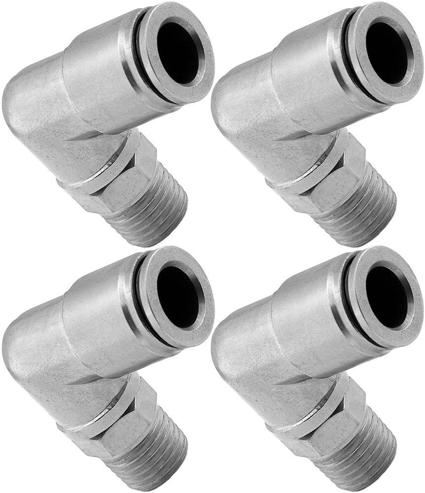 VIXEN AIR VXA2438-4 1/4" NPT MALE TO PUSH TO CONNECT (PTC) FOR 3/8" OD HOSE SWIVEL ELBOW (4 PACK) image 0