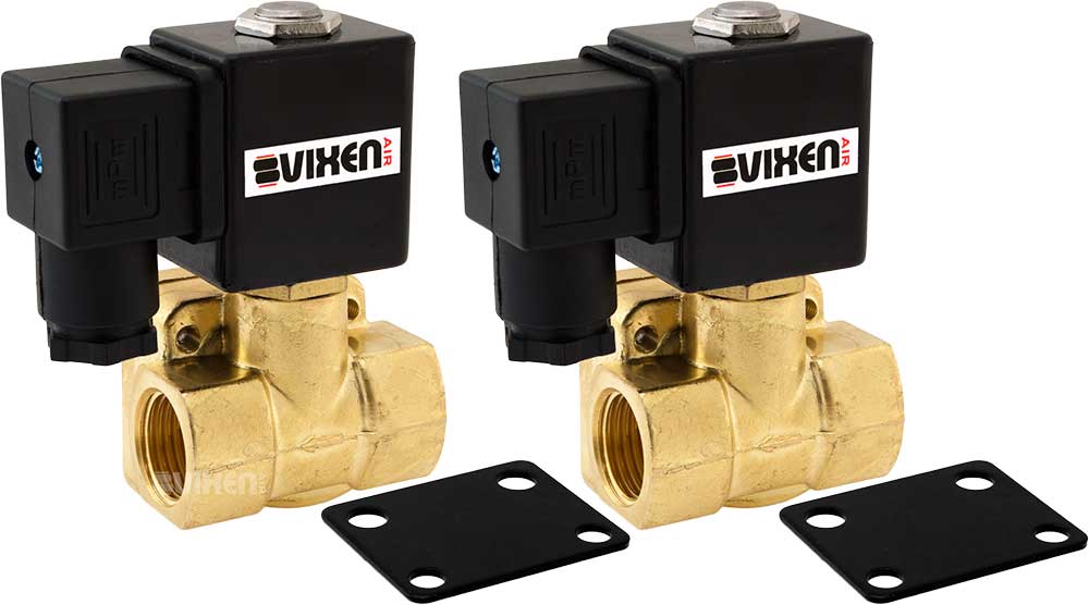 VIXEN AIR VXF4012-2 12V 1/2" NPT HIGH FLOW ELECTRIC AIR VALVE (2-PACK) image 0