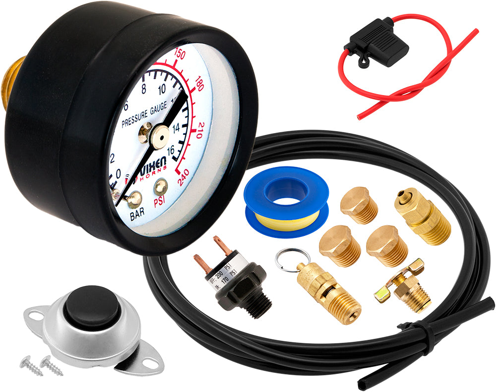 VIXEN HORNS VXO8350B/3318XB TRIPLE TRUMPET ABS TRAIN AIR HORN BLACK WITH 5 GALLON TANK AND 200 PSI COMPRESSOR image 9