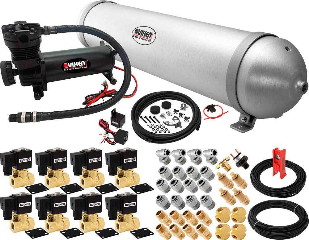 VIXEN AIR VXX3805H/4850B AIR SUSPENSION KIT FOR TRUCK/CAR BAG/AIR RIDE/SPRING. ON BOARD SYSTEM, 200PSI COMPRESSOR, 5 GALLON ALUMINUM TANK image 0