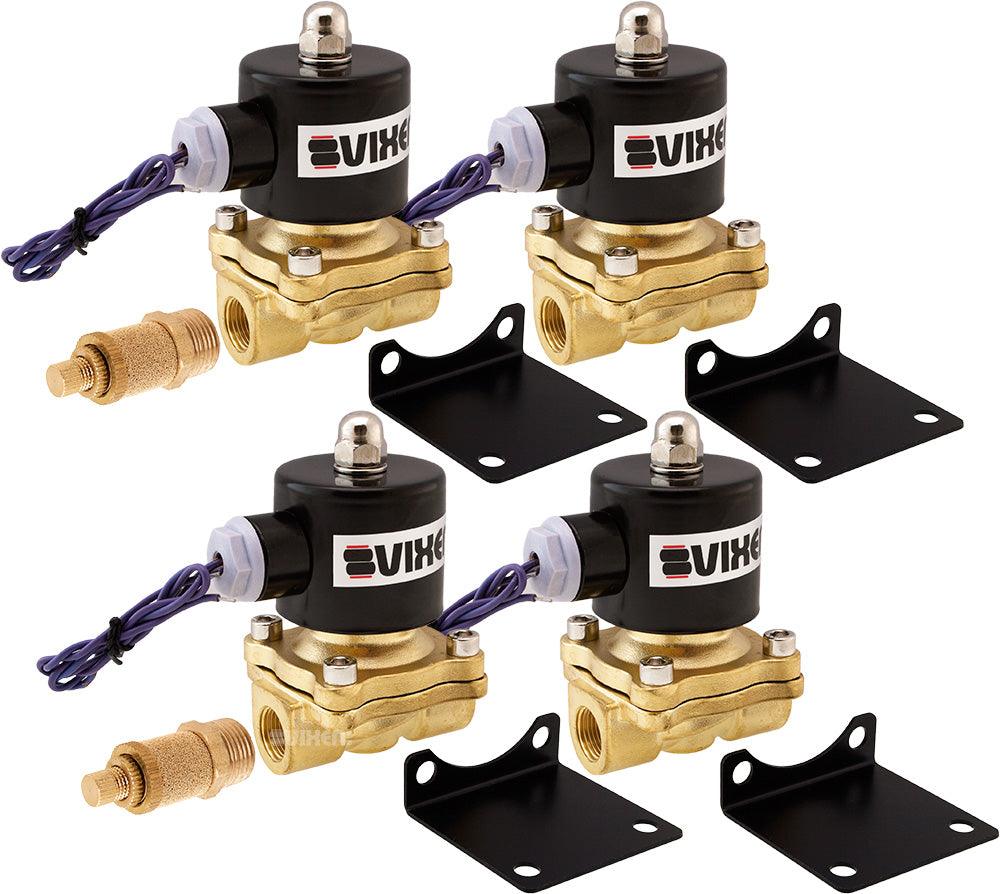 VIXEN AIR VXF2038M-4 12V 3/8" NPT HIGH FLOW ELECTRIC AIR VALVE (4-PACK) WITH TWO 3/8" FLOW/DUMP CONTROL VALVE image 0