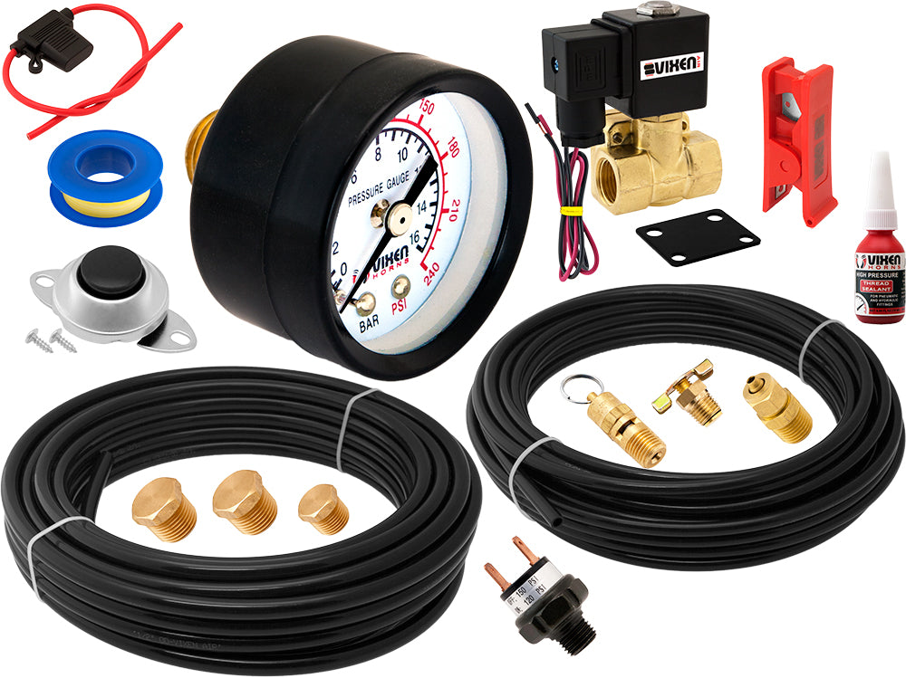 VIXEN HORNS VXO8350/4901B QUAD TRUMPET ABS TRAIN AIR HORN BLACK WITH 5 GALLON TANK AND 200 PSI COMPRESSOR image 9