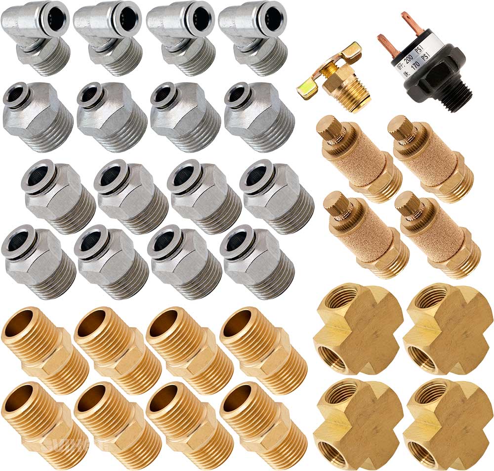 VIXEN AIR VXK1205GW 1/2" NPT AIR RIDE SUSPENSION HIGH FLOW AIR VALVES/SOLENOIDS 250 PSI FOUR CORNERS WITH DUAL WHITE GAUGE, FITTINGS AND HOSES image 6