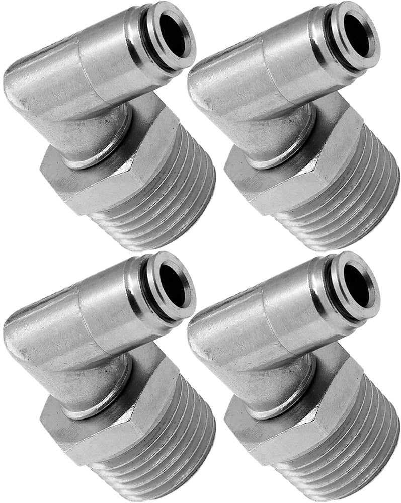 VIXEN AIR VXA2124-4 1/2" NPT MALE TO PUSH TO CONNECT (PTC) FOR 1/4" OD HOSE SWIVEL ELBOW (4 PACK) image 0