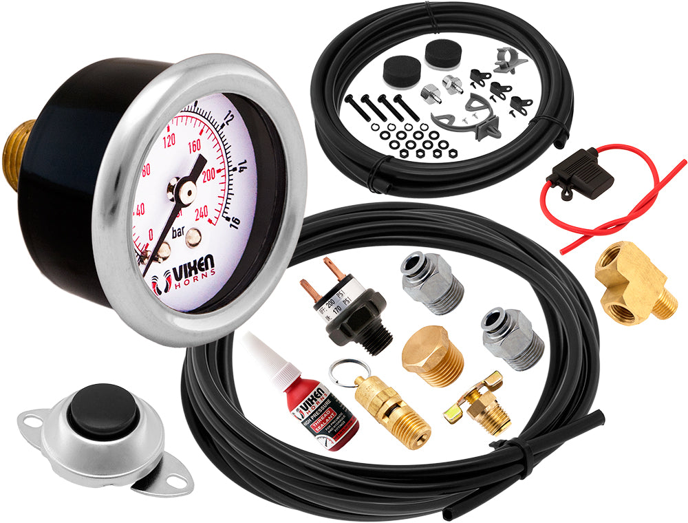 VIXEN HORNS VXO8341PRO/4318C2 DUAL QUAD TRUMPET TRAIN AIR HORN CHROME PLATED WITH 4 GALLON TANK AND 200 PSI COMPRESSOR image 9