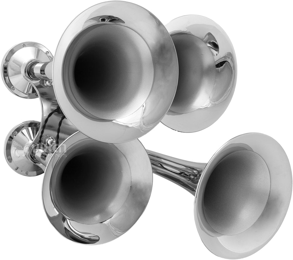 VIXEN HORNS VXO8341PRO/4318C2 DUAL QUAD TRUMPET TRAIN AIR HORN CHROME PLATED WITH 4 GALLON TANK AND 200 PSI COMPRESSOR image 3