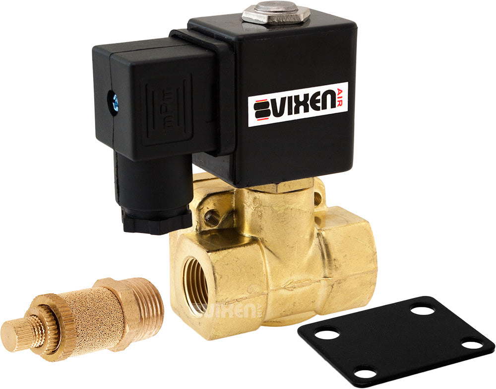 VIXEN AIR VXF4038M 12V 3/8″ NPT HIGH FLOW ELECTRIC AIR VALVE WITH ONE 3/8" FLOW/DUMP CONTROL VALVE image 0