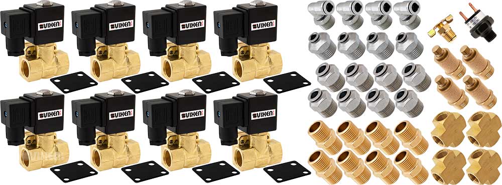 VIXEN AIR VXK1205 1/2" NPT AIR RIDE SUSPENSION HIGH FLOW ELECTRIC AIR VALVES/SOLENOIDS 250 PSI FOUR CORNERS WITH FITTINGS image 0