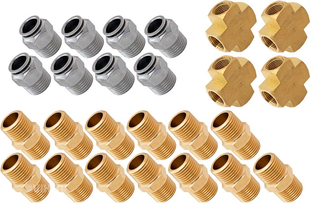 VIXEN AIR VXK1221H SET OF FITTINGS FOR EIGHT 1/2" NPT AIR VALVES USING 1/2" OD AIR LINES image 1
