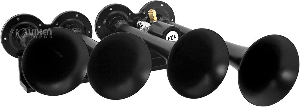 VIXEN HORNS VXO8330/4124B QUAD TRUMPET TRAIN AIR HORN BLACK WITH 3 GALLON TANK AND 200 PSI COMPRESSOR image 3