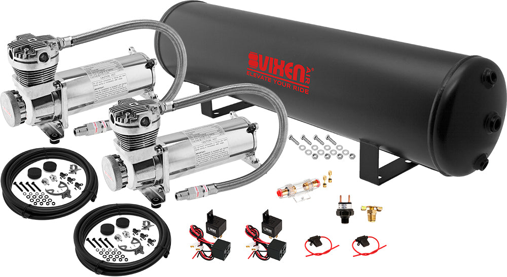 VIXEN AIR VXO4852DC 5 GALLON STEEL AIR TANK WITH DUAL 200 PSI AIR COMPRESSOR ONBOARD AIR SYSTEM image 0