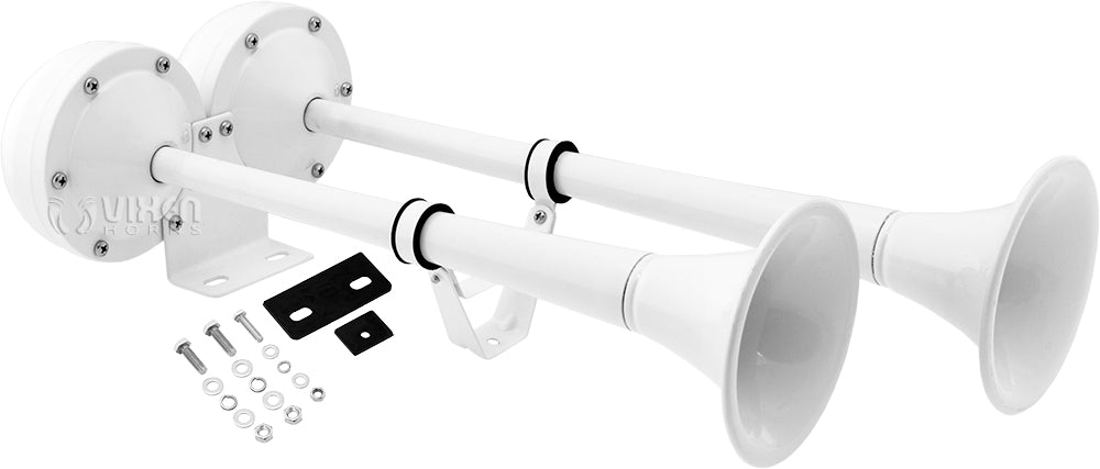 VIXEN HORNS VXH2112MAR-W MARINE GRADE STAINLESS STEEL ELECTRIC AIR HORN WHITE image 0