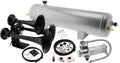 VIXEN HORNS VXO8330APRO/3318B TRIPLE TRUMPET TRAIN AIR HORN BLACK WITH 3 GALLON ALUMINUM TANK AND 200 PSI COMPRESSOR image 0