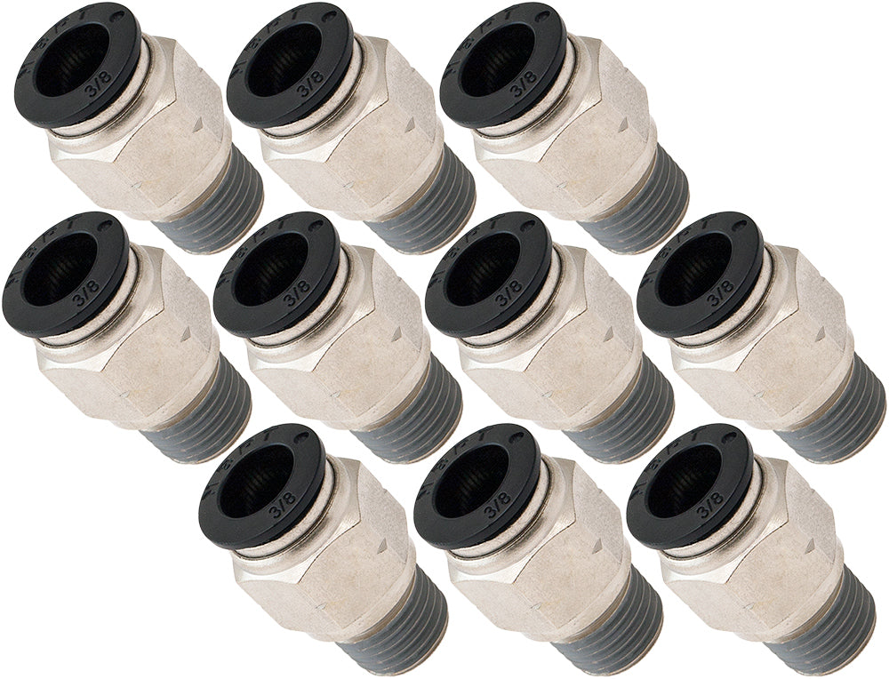 VIXEN HORNS VXA7314-10 1/4" NPT MALE PUSH TO CONNECT STRAIGHT PNEUMATIC FITTING FOR 3/8" OD HOSE (10 PACK) image 0