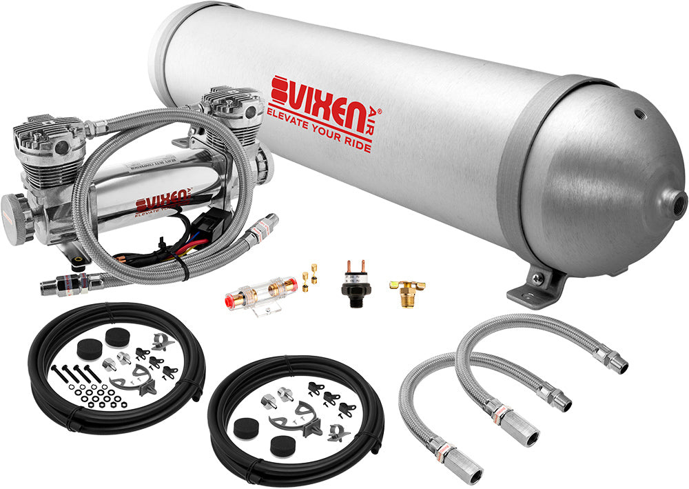 VIXEN AIR VXO8850DC 5 GALLON ALUMINUM AIR TANK WITH DUAL CYLINDER 300 PSI AIR COMPRESSOR ONBOARD AIR SYSTEM image 0