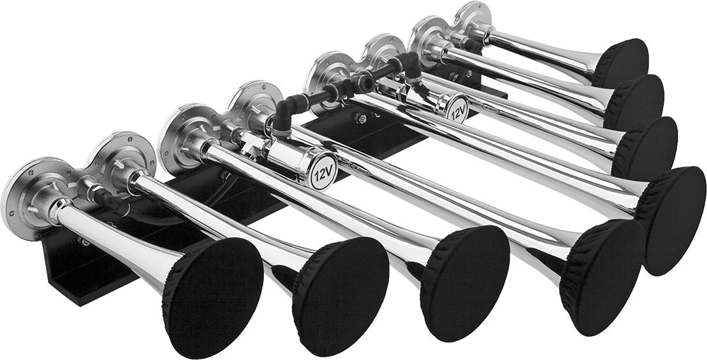VIXEN HORNS OCTOPOD™ VXH8124XLC/P OCTO TRUMPET TRAIN AIR HORN WITH COVERS CHROME PLATED image 1