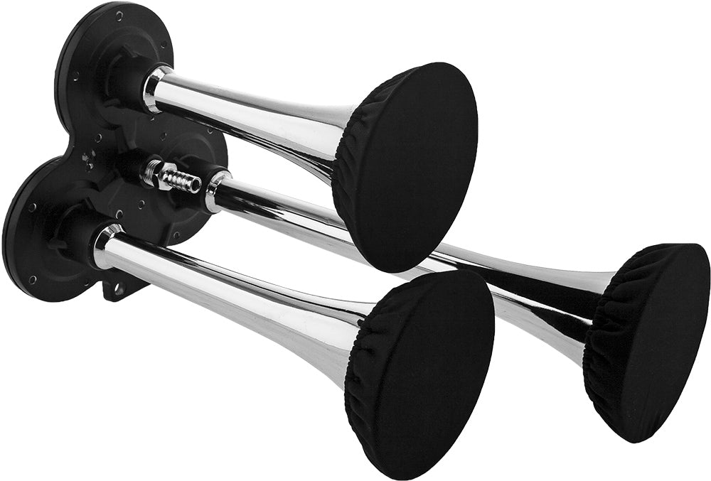 VIXEN HORNS VXH2411C/P TRIPLE TRUMPET TRAIN AIR HORN KIT WITH COVERS CHROME COLOR image 1