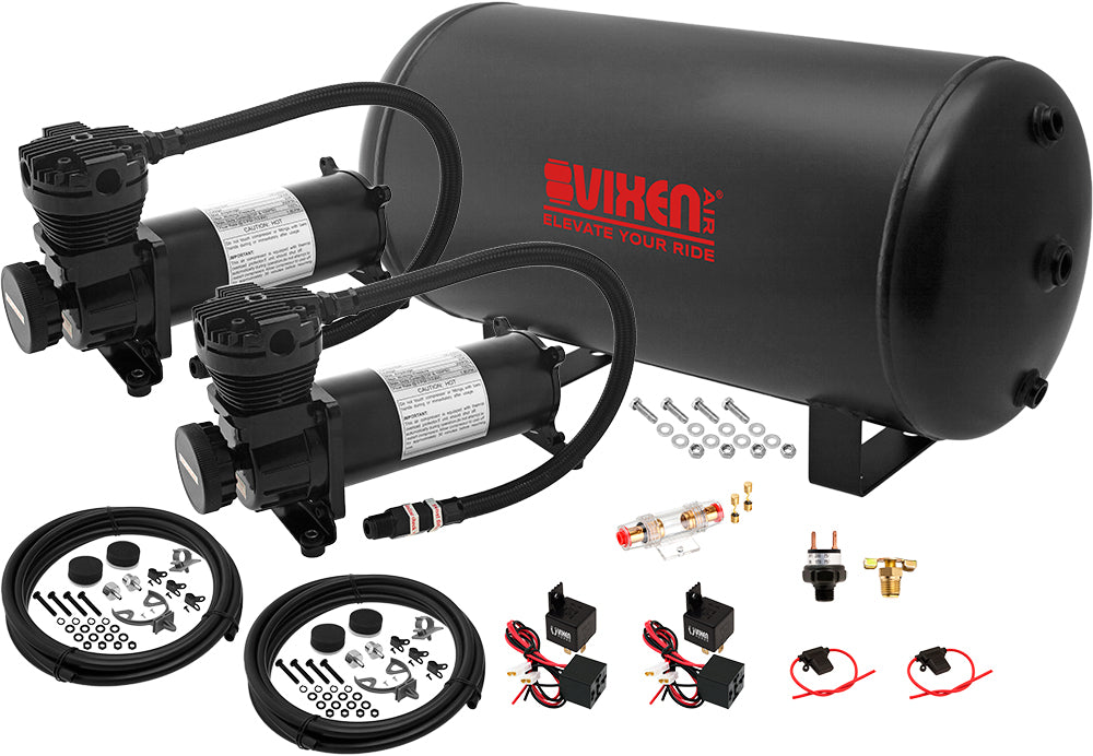 VIXEN AIR VXO4863DB 6 GALLON STEEL AIR TANK WITH DUAL 200 PSI AIR COMPRESSOR ONBOARD AIR SYSTEM image 0