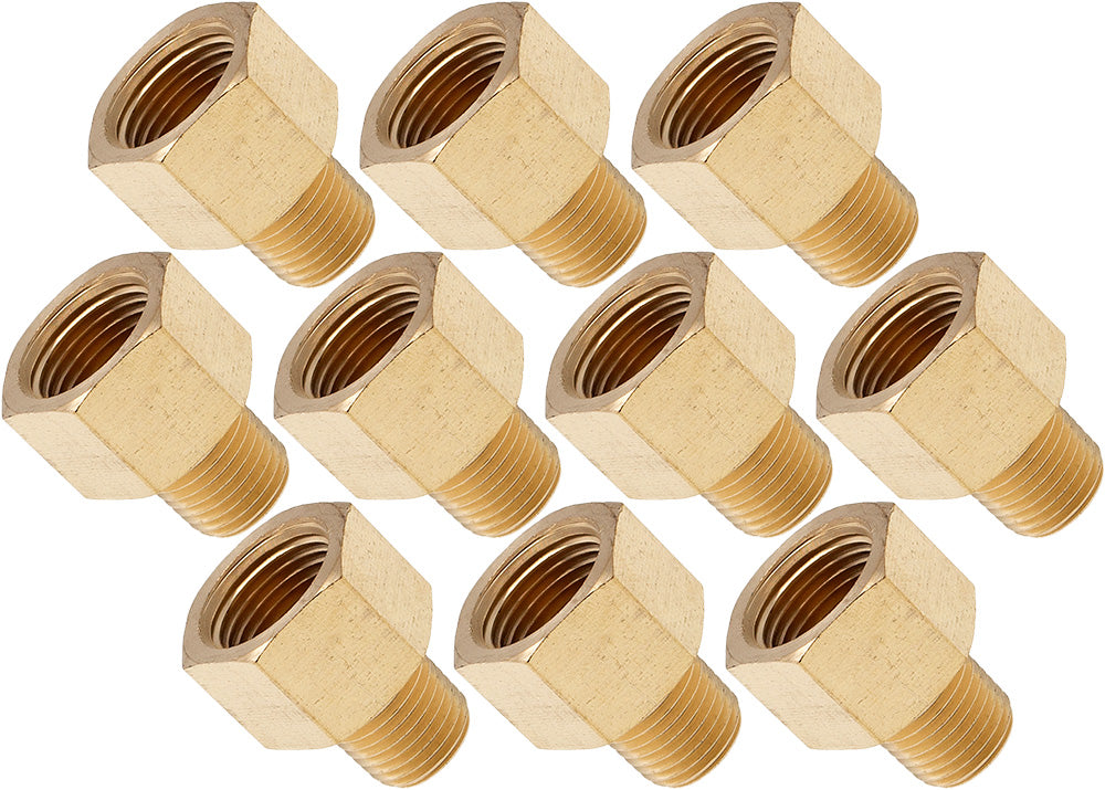 VIXEN HORNS VXA1438-10 1/4" NPT MALE TO 3/8" NPT FEMALE BRASS THREAD EXPANDER FITTING (10 PACK) image 0