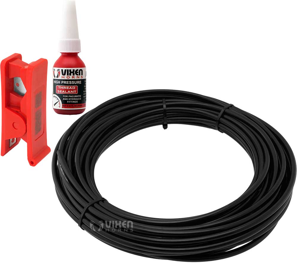 VIXEN HORNS VXA7144K 1/4" OD NYLON/PLASTIC HOSE (50 FT) WITH THREAD SEALANT AND HOSE CUTTER image 0