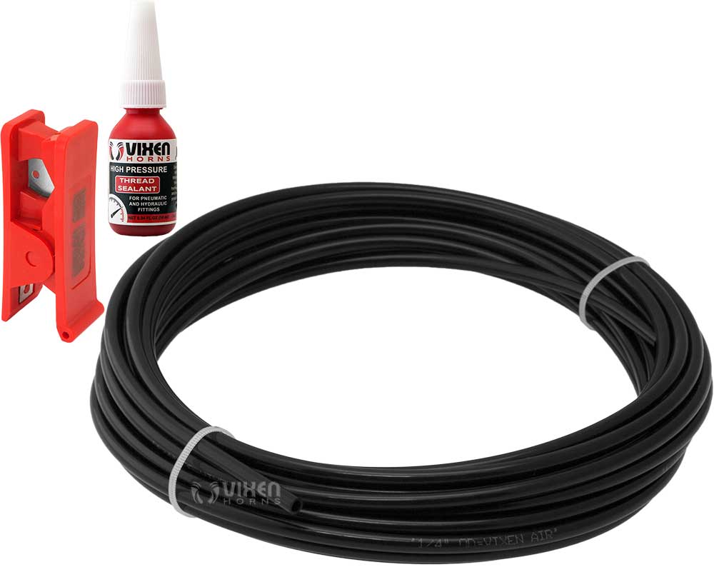 VIXEN HORNS VXA7143K 1/4" OD NYLON/PLASTIC HOSE (35 FT) WITH THREAD SEALANT AND HOSE CUTTER image 0