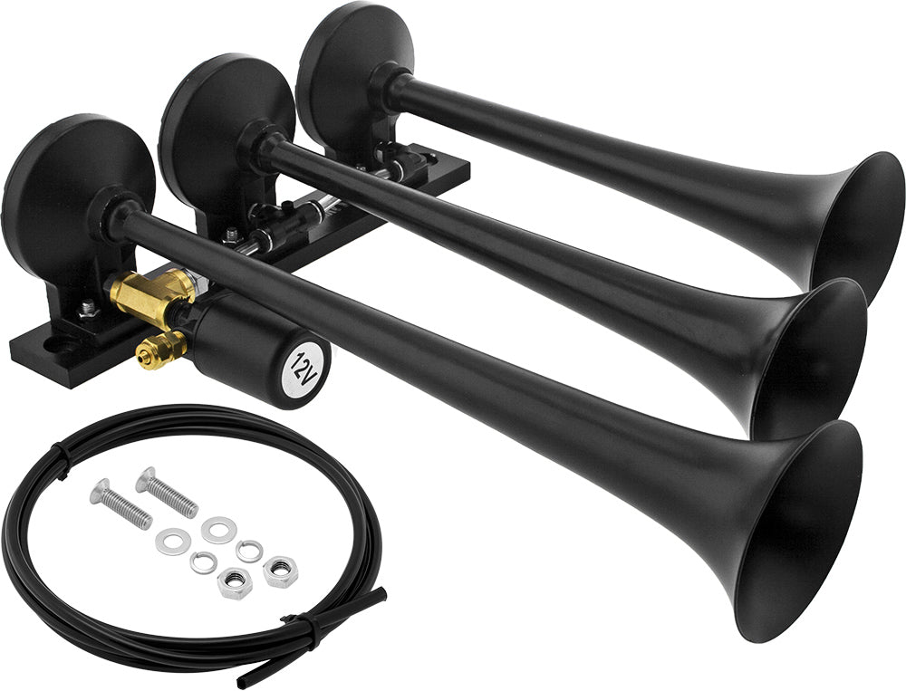VIXEN HORNS VXH3118B TRIPLE TRUMPET TRAIN AIR HORN BLACK image 0