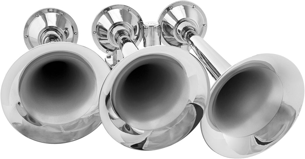 VIXEN HORNS VXO8560/3418C TRIPLE TRUMPET TRAIN AIR HORN CHROME PLATED WITH 2 GALLON TANK AND 150 PSI COMPRESSOR image 3