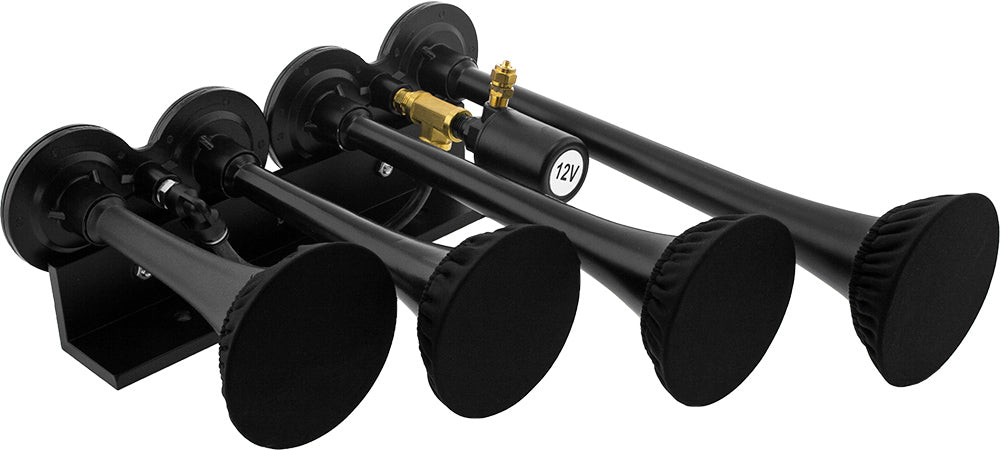 VIXEN HORNS VXH4124B/P FOUR TRUMPET TRAIN AIR HORN WITH COVERS BLACK image 1