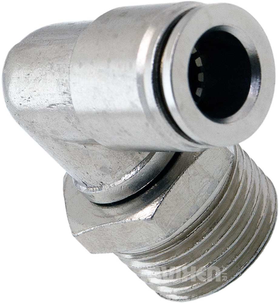 VIXEN AIR VXA2123-4 1/2" NPT MALE TO PUSH TO CONNECT (PTC) FOR 3/8" OD HOSE SWIVEL ELBOW (4 PACK) image 1