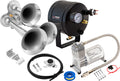VIXEN HORNS VXO8705/3114 TRIPLE TRUMPET TRAIN AIR HORN CHROME PLATED WITH 0.5 GALLON TANK AND 150 PSI COMPRESSOR image 0