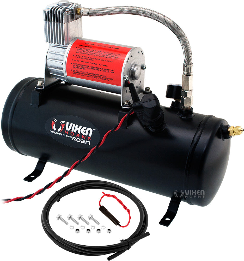 VIXEN HORNS VXO8530 1.5 GALLON AIR TANK WITH 150 PSI AIR COMPRESSOR (INTEGRATED) ONBOARD AIR SYSTEM image 0
