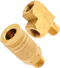 VIXEN AIR VXK1401 1/4" NPT MALE QUICK CONNECT COUPLER WITH 1/4 TO 1/4 (2) NPT TEE image 0