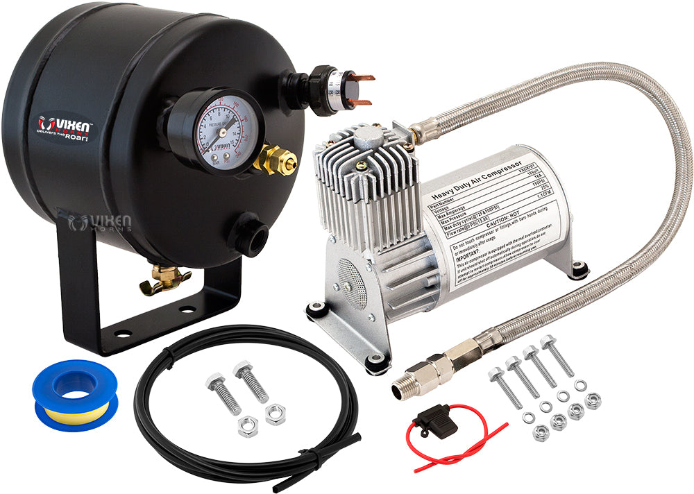 VIXEN HORNS VXO8705 0.5 GALLON AIR TANK WITH 150 PSI AIR COMPRESSOR ONBOARD AIR SYSTEM image 0