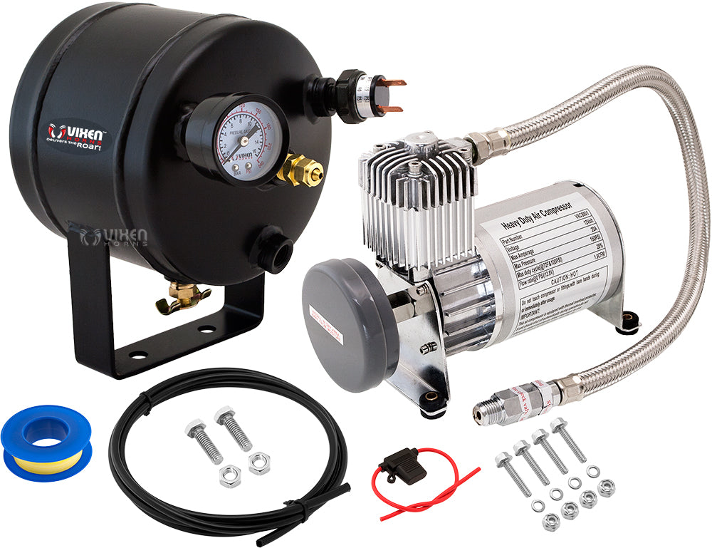 VIXEN HORNS VXO8805 0.5 GALLON AIR TANK WITH 150 PSI AIR COMPRESSOR ONBOARD AIR SYSTEM image 0