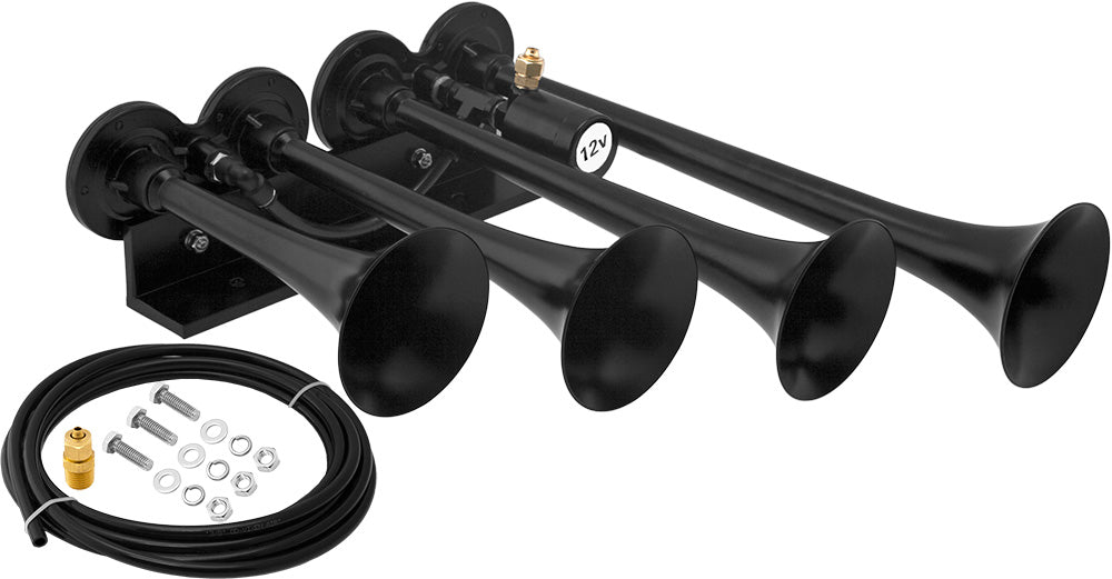 VIXEN HORNS VXH4124XLB FOUR TRUMPET TRAIN AIR HORN XLONG BLACK image 0