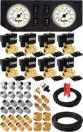 VIXEN AIR VXK1209GW 1/2" NPT AIR RIDE SUSPENSION HIGH FLOW AIR VALVES/SOLENOIDS 250 PSI FOUR CORNERS WITH DUAL WHITE GAUGE, FITTINGS AND HOSES image 0