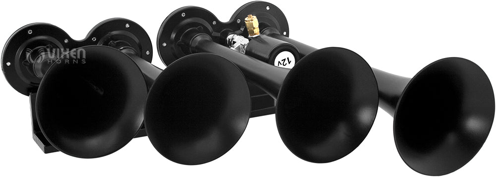 VIXEN HORNS VXO8330APRO/4124B QUAD TRUMPET TRAIN AIR HORN BLACK WITH 3 GALLON ALUMINUM TANK AND 200 PSI COMPRESSOR image 3