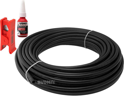 VIXEN AIR VXA12100K 1/2" OD NYLON/PLASTIC HOSE (100 FT) WITH THREAD SEALANT AND HOSE CUTTER image 0