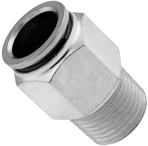 VIXEN AIR VXA7312-2 3/8″ NPT MALE TO PUSH TO CONNECT (PTC) FOR 1/2″ OD HOSE STRAIGHT PNEUMATIC FITTING (2 Pack) image 1