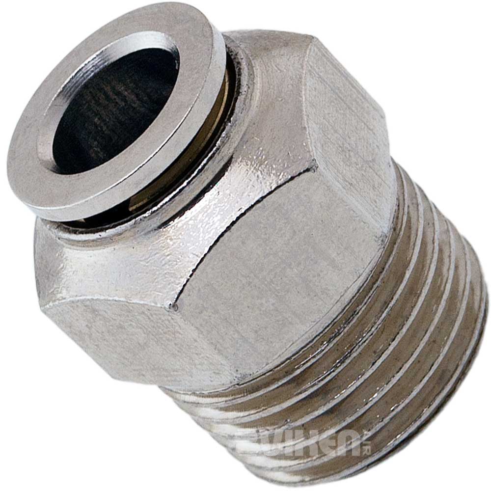 VIXEN AIR VXA7123-4 1/2″ NPT MALE TO PUSH TO CONNECT (PTC) FOR 3/8″ OD HOSE STRAIGHT PNEUMATIC FITTING (4 PACK) image 1